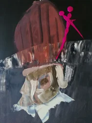 Abstrakte Figur mit rosa Akzent