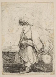 Ein alter Türke, der auf einem Stein sitzt, ca. 1662