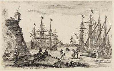 Ansichten von Seehäfen: Blick auf einen Winkel im Hafen von Calais