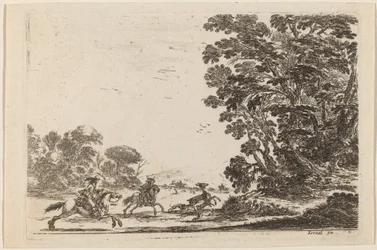 Wald mit Hirschjagd, 1642