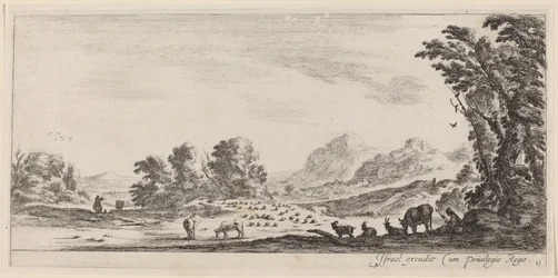 Landschaft mit Hirten, die ihre Herde bewachen, vor 1647