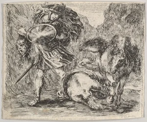 Perseus und Medusa, aus dem Spiel der Mythologie Jeu de la Mythologie, 1644