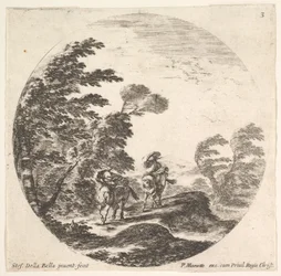 Tafel 3: Ein Sturm im Wald, zwei Reiter in ihren Mänteln eingehüllt, der Wind bläst, ca. 1643-48