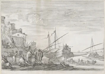 Zwei Galeerenschiffe im Hafen von Livorno
