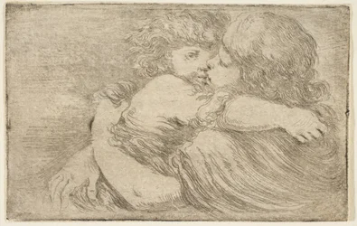 Zwei Kinder umarmen sich, um 1662