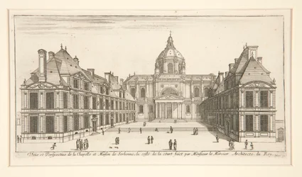 Ansicht und Perspektive der Kapelle und des Hauses der Sorbonne