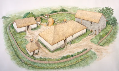 South Manor, Wharram Percy mittelalterliches Dorf, North Yorkshire, 13. Jahrhundert ca. 2000er