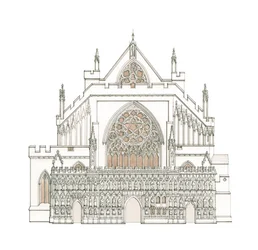 Die Westfassade der Kathedrale von Exeter, Devon (gezeichnet 2002)
