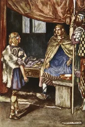 Cuchulain verlangt Waffen für den König, Illustration aus 