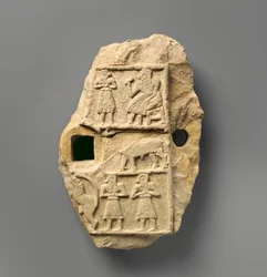 Relieftafel mit einer Bankettszene, um 2600-2500 v. Chr.