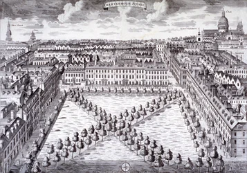Vogelperspektive des Charterhouse Square, Finsbury, London, um 1750