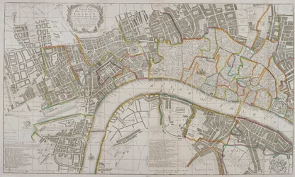 Karte von Westminster, der City of London, Southwark und Umgebung, 1739