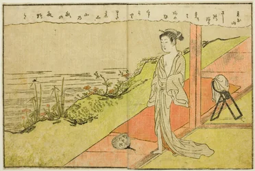 Doppelseitige Illustration aus Band 1 von "Bilderbuch der Frühlingsbrokate (Ehon haru no nishiki)"