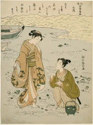 Der dritte Monat (Sangatsu), aus der Serie "Beliebte Versionen unsterblicher Dichter in vier Jahreszeiten (Fuzoku shiki kasen)"