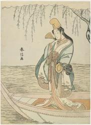 Frau in einem Asazuma-Boot in der Gestalt von Shirabyoshi, ca. 1767