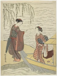 Frauen steigen aus einem Boot, ca. 1767