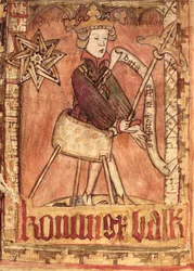 Der König spricht Recht, aus den Landesgesetzen von Magnus Eriksson (1319-64), ca. 1450