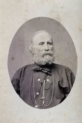 Giuseppe Garibaldi (1807-1882), italienischer Politiker. Um 1875. Fotografie des Ateliers Lacomée und Lacroix, Genf