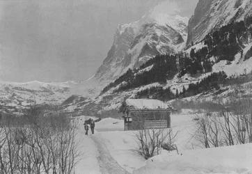 Winterlandschaft in Grindelwald und das Wetterhorn