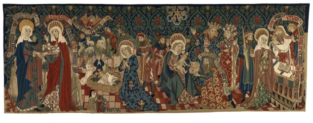 Tapisserie-Dorsal, das vier Szenen aus dem Leben der Jungfrau darstellt, aus Basel
