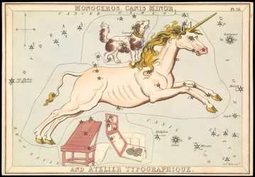 Monoceros, Canis Minor und Atelier Typographique, um 1825