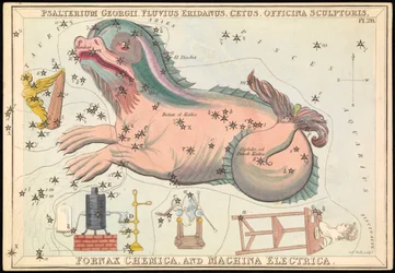 Psalterium Georgii, Fluvius Eridanus, Cetus, Officina Sculptories, Fornax Chemica und Machina Electrica, ca. 1825