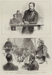 Die Parnell-Kommission an den Royal Courts of Justice (Gravur)