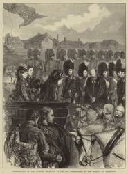 Weihe der Farben, die der 79. Highlander von Ihrer Majestät in Parkhurst überreicht wurden