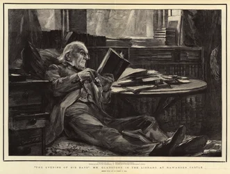 Der Abend seiner Tage, Mr. Gladstone in der Bibliothek von Hawarden Castle