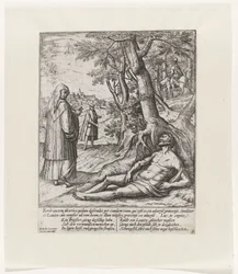 Ein Priester und ein Levit gehen vorbei und lassen den verwundeten Reisenden liegen
