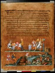 Joseph verabschiedet sich von seinen Eltern und Benjamin (Miniatur)