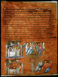 Ganzseitig: Text und Miniatur: Rettung von Lot
