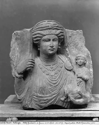 Grabrelief von Mutter und Kind, aus Palmyra, Syrien
