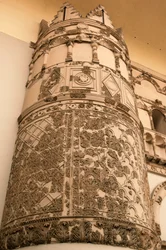 Der Eingang zum Nationalmuseum, in den das monumentale Tor zum Qasr al-Hayr al-Gharbi, einer der berühmtesten Umayyadenpaläste, integriert ist, Altstadt von Damaskus (UNESCO-Welterbeliste)