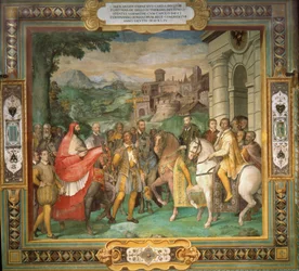 Das Treffen von Kaiser Karl V. und Alessandro Farnese im Jahr 1544