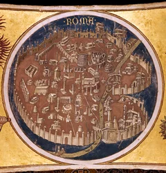 Perspektivische Karte von Rom mit den Denkmälern der Antike, 1414