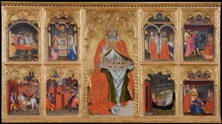 San Gimignano tronant (Saint Geminien de Modene, 312-397) Tempera auf Holz von Taddeo di Bartolo (1362-1422)