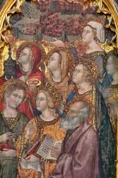 Verschiedene Heilige, die die Madonna anbeten, Triptychon der Himmelfahrt