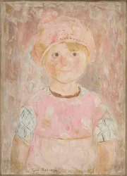 Mädchen in rosafarbenem Kleid und Mütze