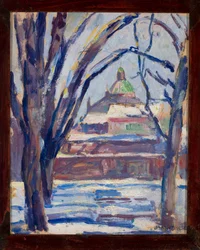Winterlandschaft mit orthodoxer Kirche