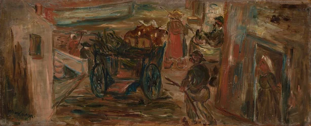 Genreszene mit Wagen