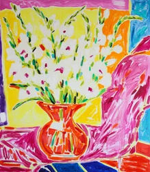 Lebendiger Gladiolus in Vase