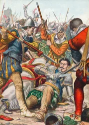 Gaston de Foix stirbt in der Schlacht von Ravenna 1512