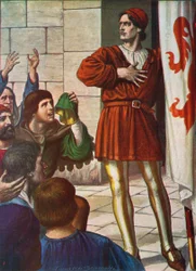 Michele di Lando vor einer jubelnden Menge, 1378