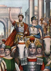 Römische Antike: Kaiser Septimius Severus und seine Frau Julia Domna kehren 193 n. Chr. nach Rom zurück