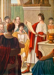 Vergil liest seine Gedichte Augustus vor, mit Octavia anwesend