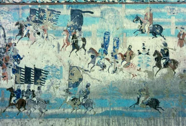 Zhang Yichao, Gouverneur von West-Gansu auf einem Ausflug, um gegen die Tibeter zu kämpfen, Tang-Dynastie, 850-907