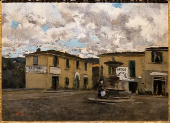 Der kleine Platz in Settignano an einem regnerischen Tag, ca. 1861