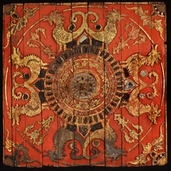 Deckenpaneel aus einem Thai-Lu-Tempel in Nordthailand
