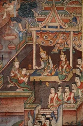 Detail aus einem Wandgemälde im Viharn Laikam in Wat Phra Singh